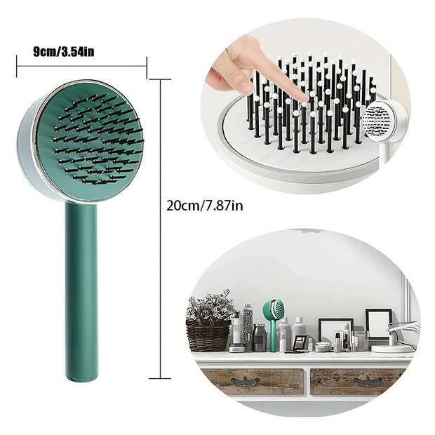 self-cleaning hairbrush
detangling brush
curly hair brush
all hair types brush
no-tangle brush
hygienic hairbrush
hair care tool